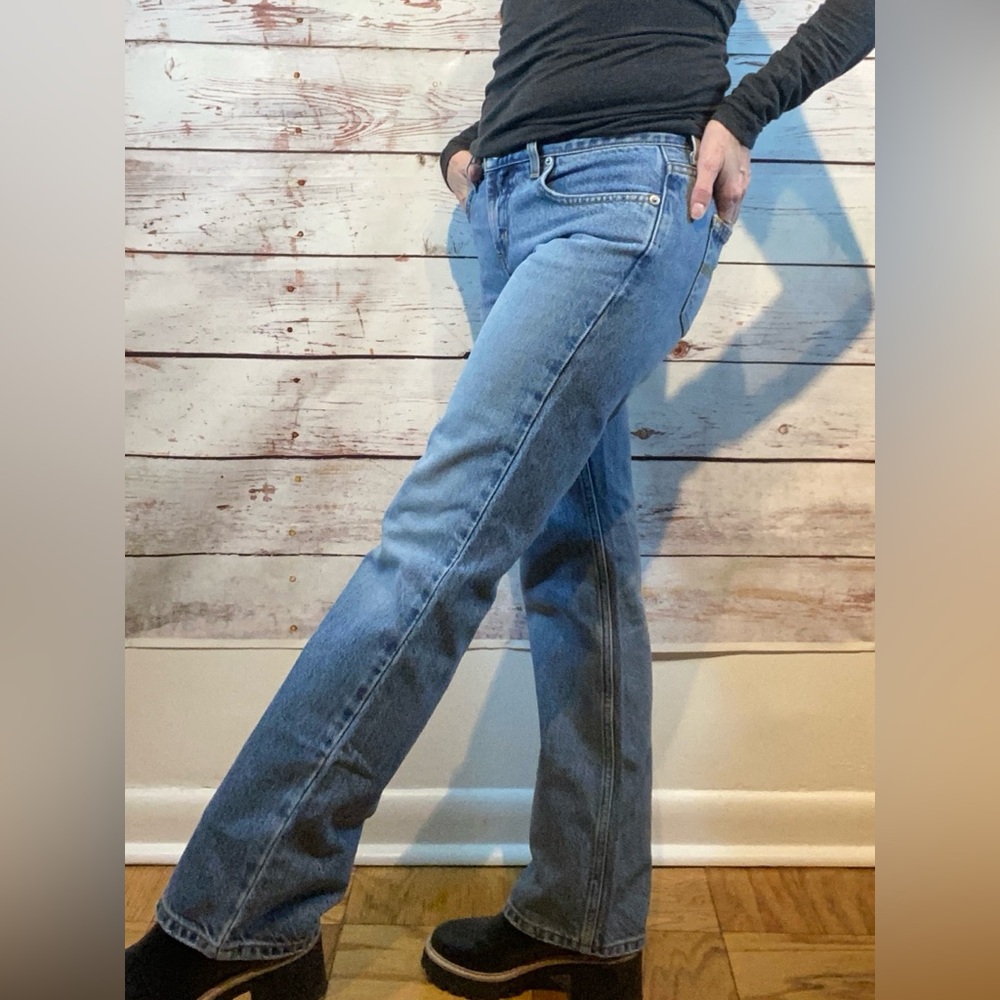 Vintage • Express Junior’s Low Rise Boot Cut Rigid Denim Jeans 1/2 Short